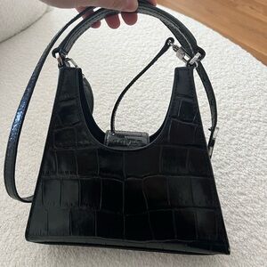 Stylish Black Croc-Embossed Women's Bag